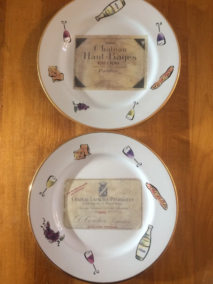 Rosanna 8" Platos Vino Chateau Haul-Bages & Lafaurie-Peyraguey Juego De 2 Italia Foto 1 de 4