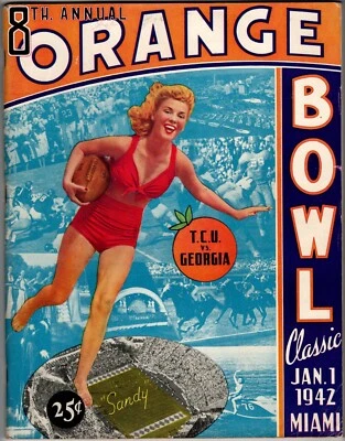 1942 Orange Bowl Program TCU Georgia 1sr Bowl Game and Win for Bulldogs - Image 1 of 2