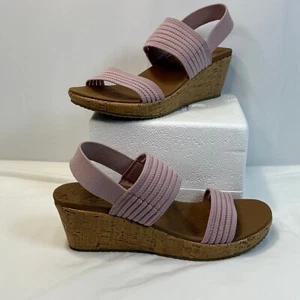Cali from Skechers Luxe Foam Sandals Soft Pink Wedge Strap Wedge Wms 9.5 - Picture 1 of 10