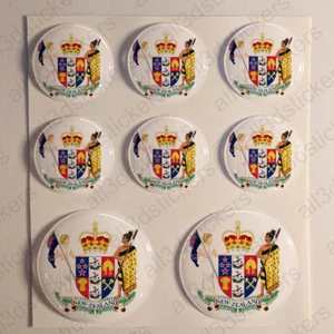 Stickers New Zealand Coat of Arms Gel Domed Resin 3D New Zealand Vinyl Sticker - Picture 1 of 1