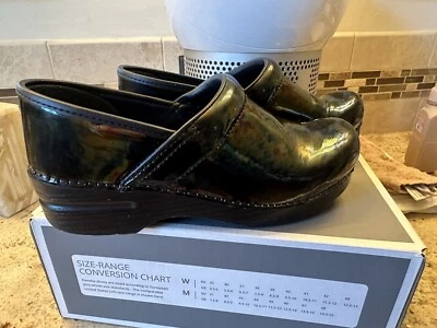 Dansko Petrol Multi-Color Patent Leather Slip On Clogs Womens sz 39 Professional - Image 1 of 4