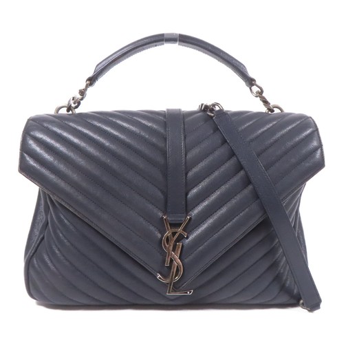 SAINT LAURENT (YSL) Borsa a tracolla SAINT LAURENT YSL 2 vie catena pelle di vitello blu navy