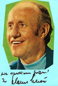 Helmut Schön Autogramm signed 10x15 cm Karteikarte mit Magazinbild - Bild 1 von 1