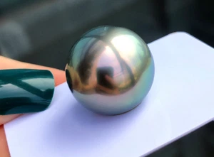 Stunning 7mm natural south sea genuine black peacock loose pearl half drilled 12 - Picture 1 of 9