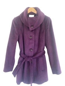 Country Casuals ladies purple wool & mohair belted jacket, neckline options 10 - Picture 1 of 16