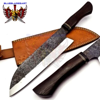 Handmade Carbon Steel Chef Kitchen Handle Rose Wood Chef Knife Vintage Knife - Image 1 of 4