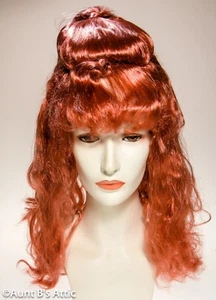 Wig 60's "Sex Kitten" Auburn Synthetic Hair High Ponytail Costume Wig With Bangs - Picture 1 of 2