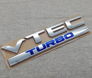 Chrome VTEC Turbo Car Trunk Rear Emblem Badge Decal Stickers 210 220 370 - Picture 1 of 6