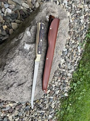 12" De Colección Años 80 TÍO HENRY CIERVO RADEADO Funda Cuero 167UH Fijo CUCHILLO FILETE Foto 1 de 4