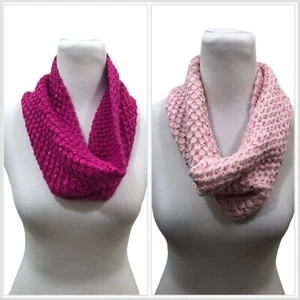 Lot of 2 Accessory Depot Pink One Size Knit Cowls Infinity Layer Sparkle - Picture 1 of 5