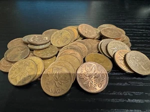 1975 CIRCULATED CANADA SMALL CENT FULL ROLL 50 COINS - Picture 1 of 1