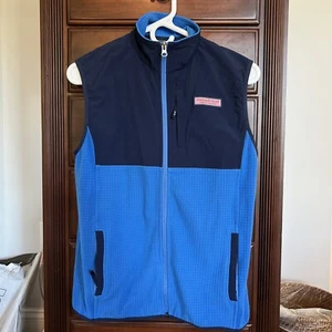 Vineyard Vines Fleece Vest Boys Extra Full Zip Navy Blue Size Large EUC - Picture 1 of 4