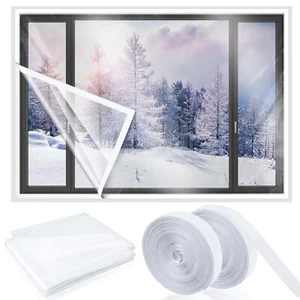 63x63 Inch Window Insulation Kit Cuttable Transparent Film for Patio Winterizing - Picture 1 of 7