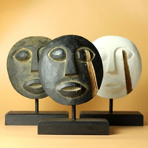 Timor Tribal Decorative Mask Decorative Wood 27x20cm Ornament - Picture 1 of 14
