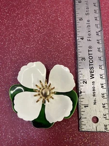 Vintage Green White Gold Metal Flower Sarah Coventry Approximately 3” - Picture 1 of 2