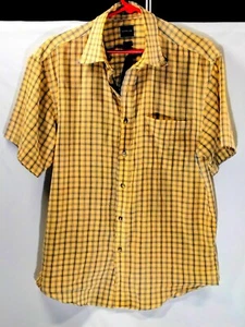 Arrow USA 1851 Summer Dress S 14- 14 1/2 Buttondown Shirt Plaid Yellow Gray - Picture 1 of 3