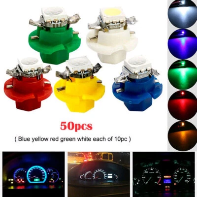 50x T5 B8.4D 5050 Car Indicator Gauge Cluster Dashboard Light Bulbs Accessories - Image 1 of 4