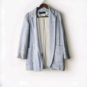 ZARA COAT BLAZER NO BUTTONS JACKET SIZE SMALL LIGHT BLUE - Picture 1 of 9