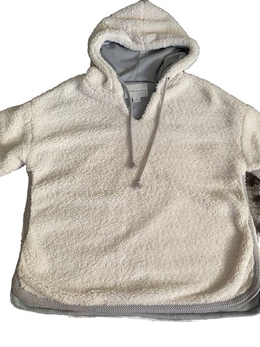 OFF WHITE Felpa con cappuccio Wms Paper Crain Anthropology Cream super morbida foderata ricamata in pile LS