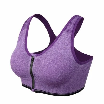 Sujetador deportivo elástico con cremallera para mujeres Correr Gimnasio Yoga Acolchado Fitness Entrenamiento Camiseta sin mangas Foto 1 de 4