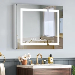 Medicine Cabinet with Led Lights 30x26 Inch, Aluminum Alloy Frame - Picture 1 of 8