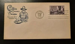 1948 FDC California Gold Centennial Illustrated Chester Cachet Coloma California - Picture 1 of 2