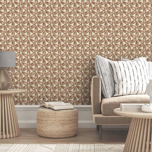 Modern Bronze Metallic Petal Pattern Wallpaper - Picture 1 of 8