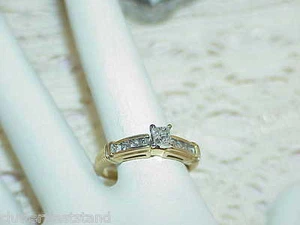14k .55Ct Princess Diamond Solitaire Ring Sz 7.25 Yellow Gold Engagement Wedding - Picture 1 of 8