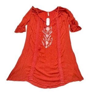 Shoreline Women's 1XL Orange Floral Tunic Dress Knee Length Boho Casual breezy - Picture 1 of 7