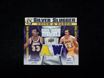 2009-10 Kareem Abdul-Jabbar/Jerry West Cubierta Superior Doble Juego Materiales Lakers Foto 1 de 2