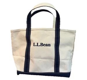Borsa tote barca LL Bean tela bordo navy manico corto vintage made in USA ricamata - Foto 1 di 12