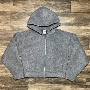 Aritzia TNA Champ Bomber Damen klein grau Reißverschluss Wolle Tech Fleece Hoodie 120528 - Bild 1 von 8
