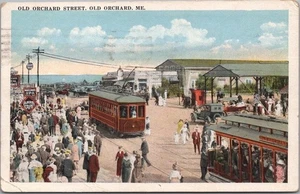 OLD ORCHARD, Maine Postcard TROLLEYS Streetcars / Street Scene / 1924 Cancel - Picture 1 of 2