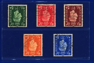 1937-47 SG462Wi-466Wi 1/2d-21/2d GVI Colores Oscuros Wmk Inv Set (5) Buen Usado pcxv - Imagen 1 de 3