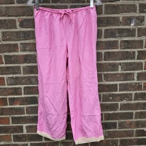 Victoria's Secret PINK Size XS 100% Silk Cropped Pajamas Lace Trim VTG y2k - Picture 1 of 6