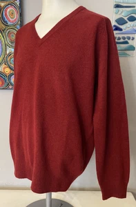 Maglione Alan Paine rosso lana di agnello scollo a V, nuovo con etichette - taglia UK44", EUR 52 - Foto 1 di 11