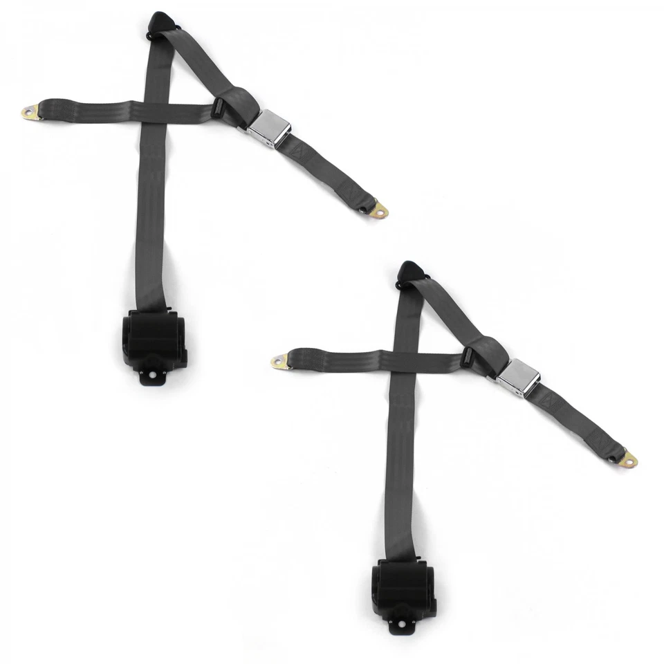 Ford Fairlane 1968-69 Airplane 3pt Charcoal Retract Bucket  Seat Belt Kit-2 Belt - Image 1 of 1