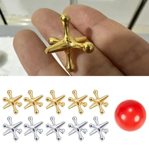 Jacks Game Set Gifts with Balls Classic Alloy Old School Jackstones Game - Picture 1 of 7