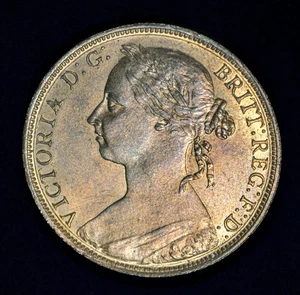 GB VICTORIA 'BUN HEAD' PENNY - 1887 ++ MS / UNC GRADE! ++ [175-25] - Picture 1 of 2