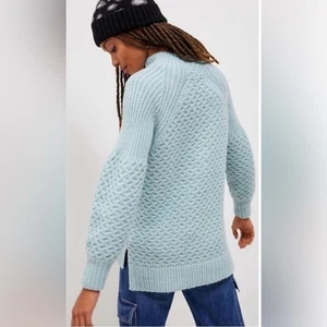 Anthropologie Bia Chunky Mock Neck Fisherman Sweater Sky Blue L - Bild 1 von 10
