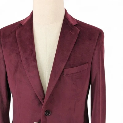 Alfani Men's Slim Fit Solid Velvet Sport Coat Blazer Jacket 38R Red - Image 1 of 4