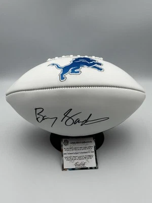 Auténtico fútbol americano Schwartz testigo firmado por Barry Sanders con logotipo de los Detroit Lions Foto 1 de 4