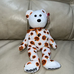 TY 2008 Beanie Baby CARVERS the Bear (Hallmark Halloween Exclusive) New W Tags - Picture 1 of 6