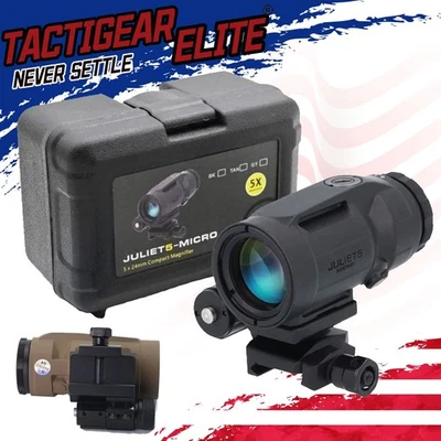 TACTIGEAR ELITE JULIET 5X Magnifier Scope Flip to Side QD Absolute Co-Witness Lower Third Mount
