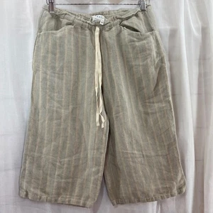 Studio M Striped Linen Blend Cropped Culottes Drawstring Waist Casual Pants XS - Picture 1 of 7