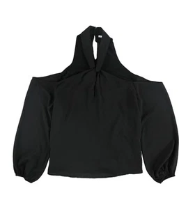 bar III Womens Keyhole Cold Shoulder Blouse, deepblack, L - Picture 1 of 5