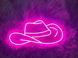 22"x13" Cowboy Hat Pink Flex LED Neon Sign Light Party Gift Bar Livehouse Décor - Picture 1 of 1