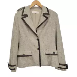 Valentino Silk Blend Blazer Jacket Tan Knit Women's - Picture 1 of 15