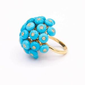 Cubic Zirconia Ring 925 Sterling Silver Blue Cocktail Women ADASTRA JEWELRY