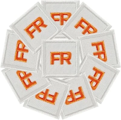10   White/Orange Replacement FR Patches Iron On Fire Retardant Pants Shirt Tag - Image 1 of 4